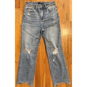 Judy Blue Los Angeles Blue Jeans Womens 5/27 Cropped bootcut Distressing